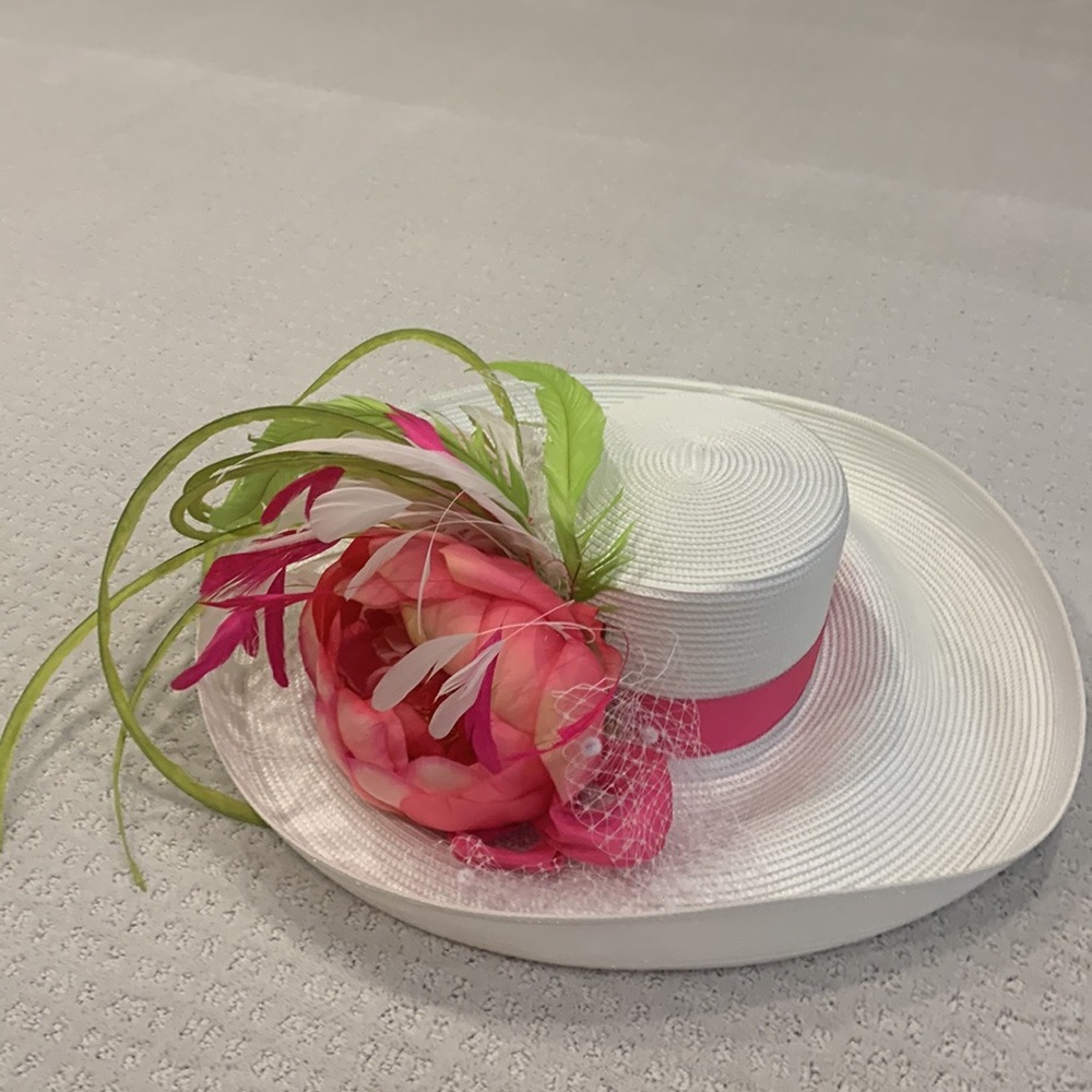 Hat - pink, green, white